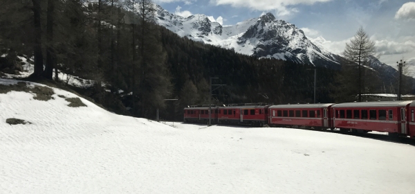 Trem panorâmico do Bernina Express