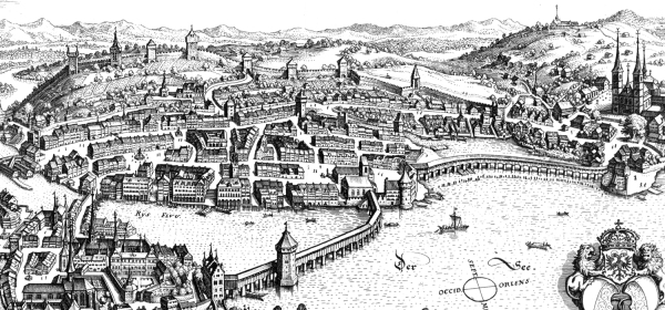 Gravura representando a cidade em 1642