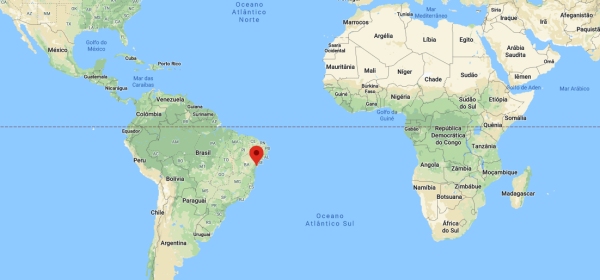 Localização de Salvador no mapa mundi