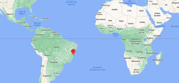 Localização de Arraial d'Ajuda no mapa mundi