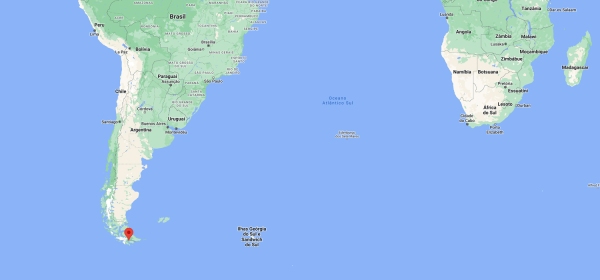 Localização de Ushuaia no mapa mundi