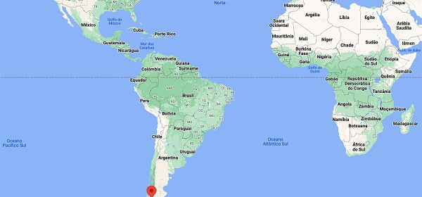 Localização de El Chaltén no mapa mundi