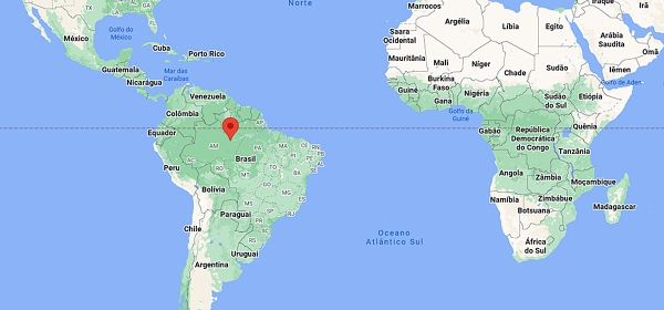 Localização de Manaus no mapa mundi